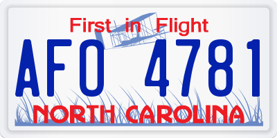 NC license plate AFO4781