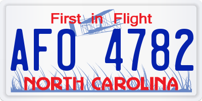NC license plate AFO4782