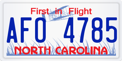 NC license plate AFO4785