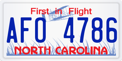 NC license plate AFO4786