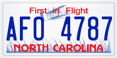 NC license plate AFO4787