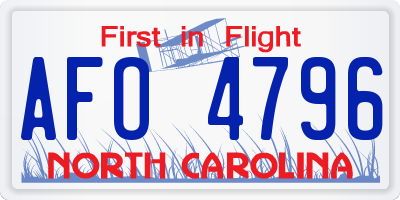 NC license plate AFO4796