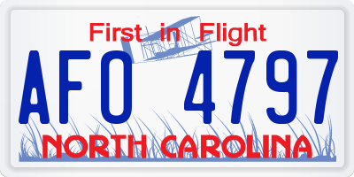 NC license plate AFO4797
