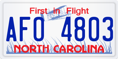 NC license plate AFO4803