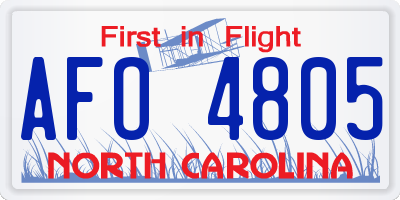 NC license plate AFO4805