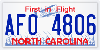 NC license plate AFO4806