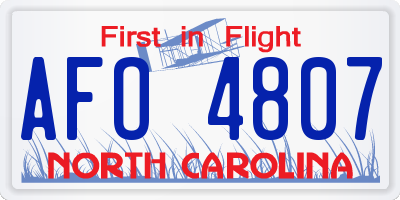 NC license plate AFO4807