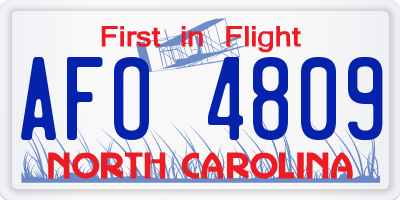NC license plate AFO4809