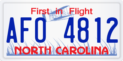 NC license plate AFO4812