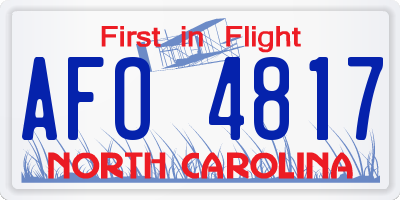 NC license plate AFO4817