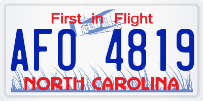 NC license plate AFO4819