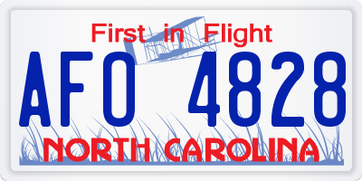 NC license plate AFO4828