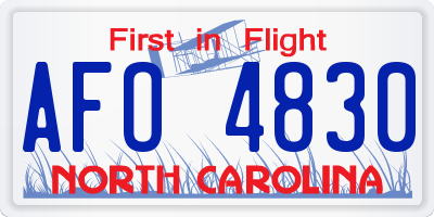 NC license plate AFO4830
