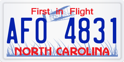 NC license plate AFO4831