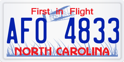 NC license plate AFO4833
