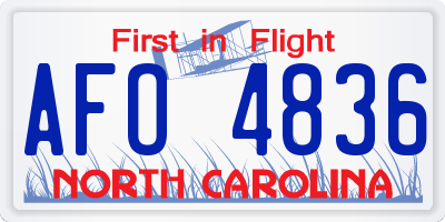 NC license plate AFO4836