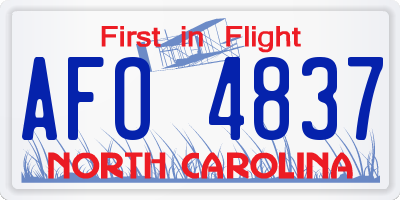 NC license plate AFO4837