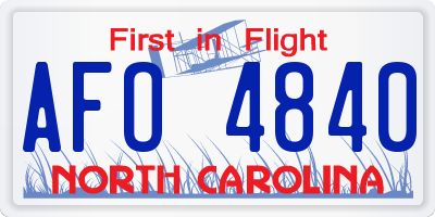 NC license plate AFO4840