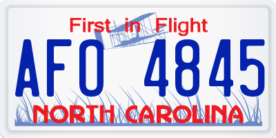NC license plate AFO4845