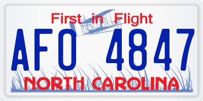 NC license plate AFO4847