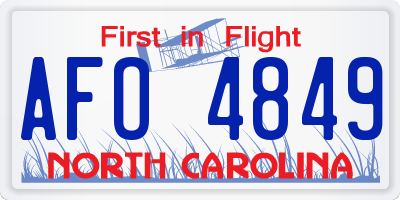 NC license plate AFO4849