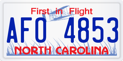 NC license plate AFO4853