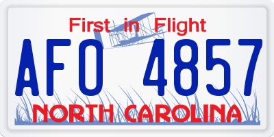 NC license plate AFO4857