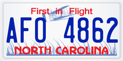 NC license plate AFO4862