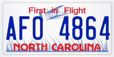NC license plate AFO4864