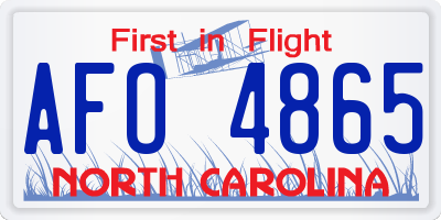 NC license plate AFO4865