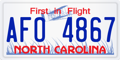 NC license plate AFO4867