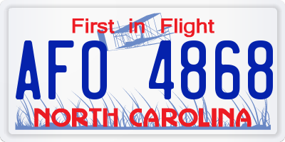 NC license plate AFO4868