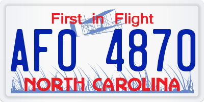 NC license plate AFO4870