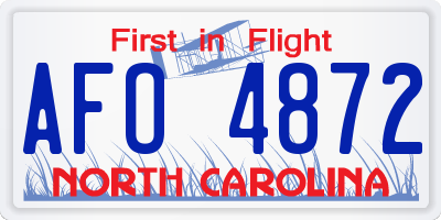 NC license plate AFO4872