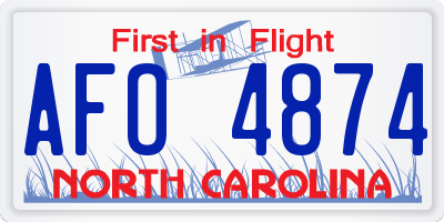 NC license plate AFO4874