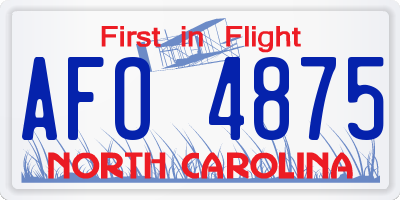 NC license plate AFO4875
