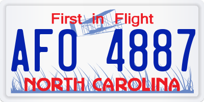 NC license plate AFO4887