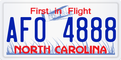 NC license plate AFO4888
