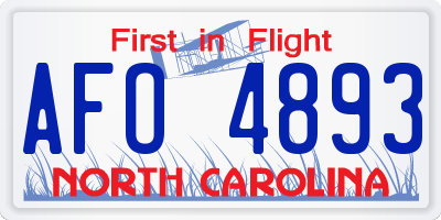 NC license plate AFO4893