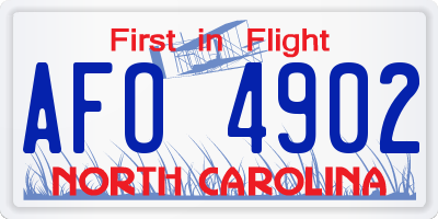 NC license plate AFO4902