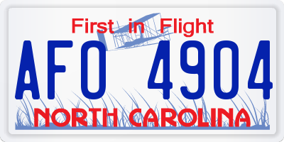 NC license plate AFO4904