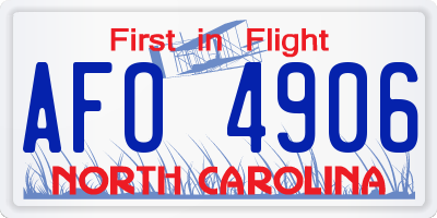 NC license plate AFO4906