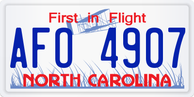 NC license plate AFO4907