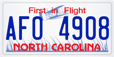 NC license plate AFO4908