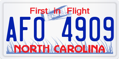 NC license plate AFO4909