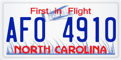 NC license plate AFO4910