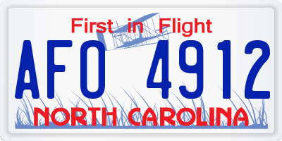 NC license plate AFO4912