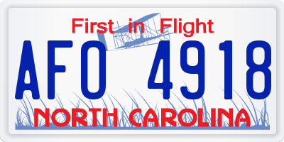 NC license plate AFO4918