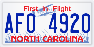 NC license plate AFO4920