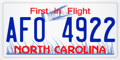 NC license plate AFO4922